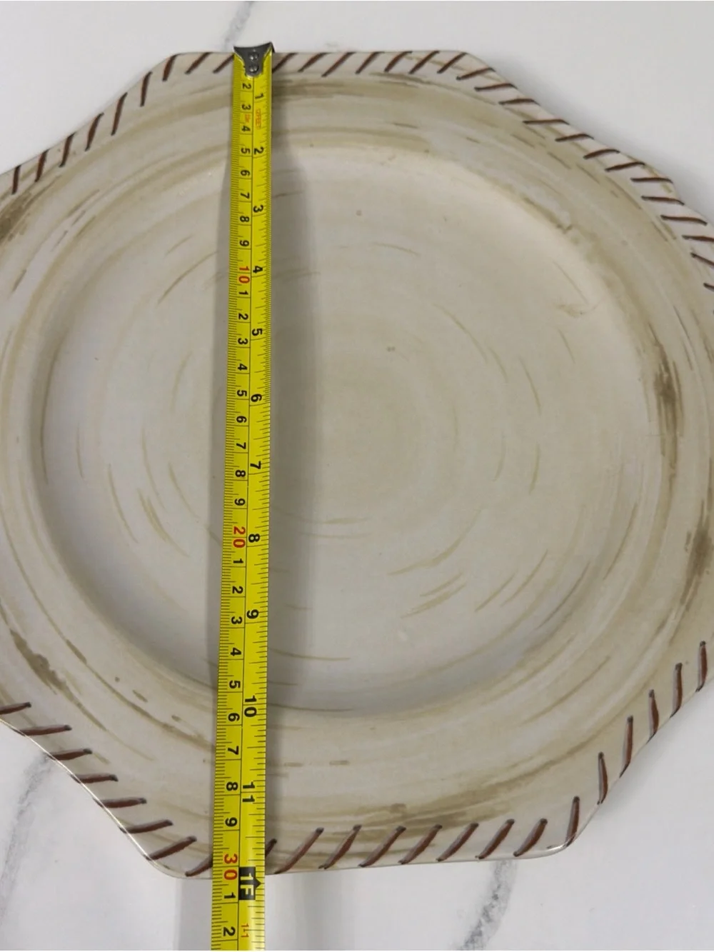 Lenox Cream and Brown Octagonal Dinner Plate